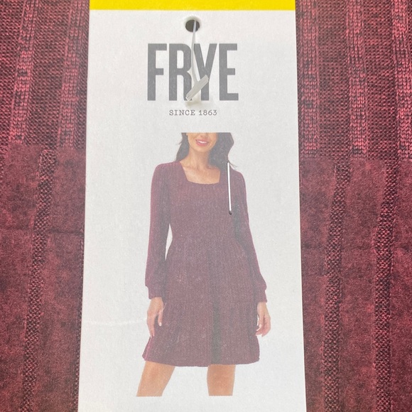 Frye Burgundy Ribbed Midi Dress Size Small - Picture 3 of 10